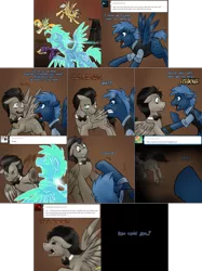 Size: 2254x3006 | Tagged: semi-grimdark, artist:jitterbugjive, derpibooru import, doctor whooves, star hunter, time turner, oc, alien, pegasus, pony, ask discorded whooves, antagonist, betrayal, betrayed, bone, bowtie, comic, crying, dalek, dead, death, discord whooves, discorded, doctor who, image, jack harkness, killing spree, png, race swap, regret, running, skeleton, the doctor, tumblr, tumblr comic