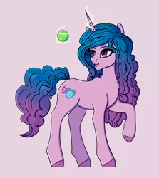 Size: 1728x1936 | Tagged: safe, artist:silverst, derpibooru import, izzy moonbow, pony, unicorn, braid, female, g5, glowing horn, horn, image, izzy's tennis ball, jpeg, magic, mare, open mouth, raised hoof, simple background, solo, telekinesis, tennis ball, unshorn fetlocks