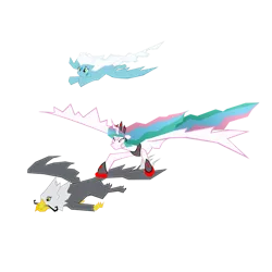 Size: 894x894 | Tagged: safe, artist:gatesmccloud, derpibooru import, fleetfoot, gustave le grande, princess celestia, alicorn, gryphon, pegasus, pony, alternate universe, clothes, cmc 10k, corrupted, corrupted celestia, crown, crystal kingdom, crystalbolts, crystalestia, crystalfoot, crystave le grand, crystave le grande, dark magic, female, flying, hoof shoes, horn, image, jagged horn, jewelry, magic, peytral, png, possessed, possession, queen crystalestia, regalia, shoes, simple background, tiara, transparent background, trio