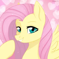 Size: 1024x1024 | Tagged: safe, artist:chickenbrony, derpibooru import, fluttershy, pegasus, pony, bust, cute, heart, icon, image, looking at you, png, portrait, shyabetes, smiling, solo, sultry gaze