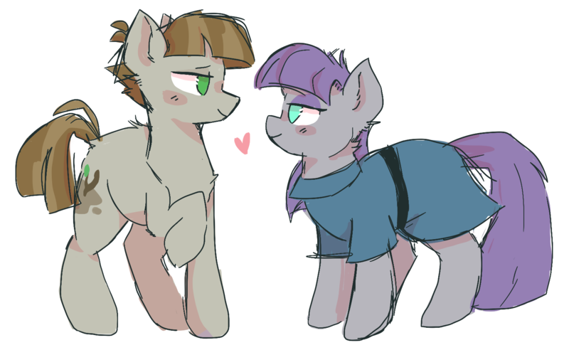 Size: 1562x960 | Tagged: safe, artist:dazzledoves, derpibooru import, maud pie, mudbriar, earth pony, pony, clothes, female, heart, image, looking at each other, male, maudbriar, png, shipping, simple background, smiling, straight, transparent background