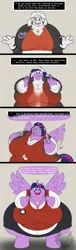 Size: 1280x4224 | Tagged: suggestive, artist:jouigidragon, derpibooru import, twilight sparkle, twilight sparkle (alicorn), oc, oc:asibow dreamrose, oc:twibow rose, alicorn, anthro, unguligrade anthro, bbw, big breasts, breasts, character to character, clothes, comic, fat, huge breasts, image, jewelry, obese, pendant, png, sequence, skirt, starry eyes, transformation, transforming clothes, twilard sparkle, wide hips, wingding eyes