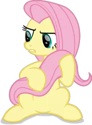 Size: 6170x8367 | Tagged: safe, artist:thatusualguy06, derpibooru import, angel bunny, fluttershy, pegasus, pony, she talks to angel, .svg available, angel is not amused, body swap, derpibooru exclusive, female, holding tail, image, mare, png, simple background, solo, transparent background, unamused, vector