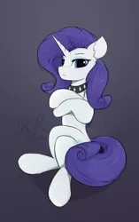 Size: 1300x2074 | Tagged: safe, artist:d.w.h.cn, derpibooru import, rarity, pony, unicorn, collar, crossed hooves, crossed legs, female, gradient background, image, looking at you, mare, png, sitting, solo