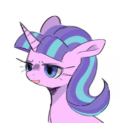 Size: 698x722 | Tagged: safe, artist:mesqrit, derpibooru import, starlight glimmer, pony, unicorn, image, lidded eyes, open mouth, png, s5 starlight, solo