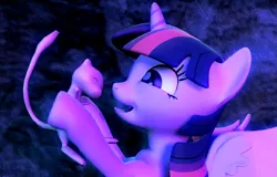Size: 1015x650 | Tagged: safe, artist:pika-robo, derpibooru import, twilight sparkle, twilight sparkle (alicorn), alicorn, mew, pony, 3d, bipedal, crossover, cute, eyes closed, gmod, happy, hoof hold, hug, image, open mouth, png, pokémon, smiling, spread wings, wings
