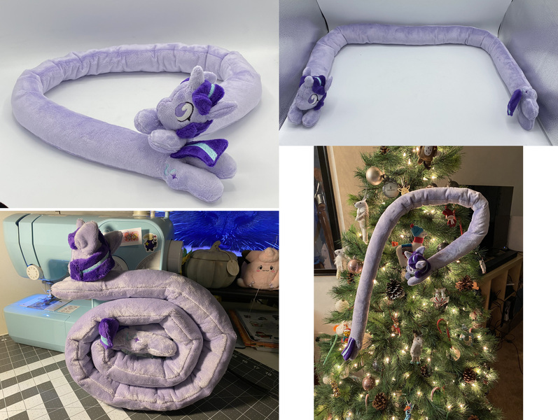 Size: 4096x3084 | Tagged: safe, artist:hibiscus stitch, derpibooru import, starlight glimmer, clefairy, pony, unicorn, christmas, christmas tree, holiday, image, irl, jpeg, long glimmer, long pony, meme, photo, plushie, pokémon, solo, tree