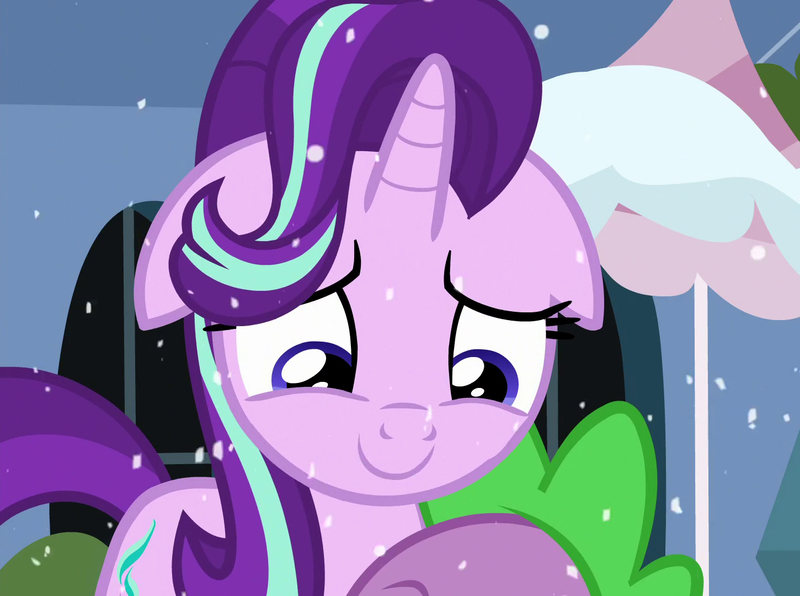 Size: 1450x1080 | Tagged: safe, derpibooru import, screencap, spike, starlight glimmer, dragon, pony, unicorn, the crystalling, cute, female, floppy ears, glimmerbetes, image, mare, png