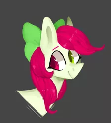 Size: 921x1024 | Tagged: safe, derpibooru import, oc, unofficial characters only, earth pony, pony, bow, bust, dark background, earth pony oc, hair bow, heart eyes, heterochromia, image, jpeg, not apple bloom, smiling, solo, wingding eyes