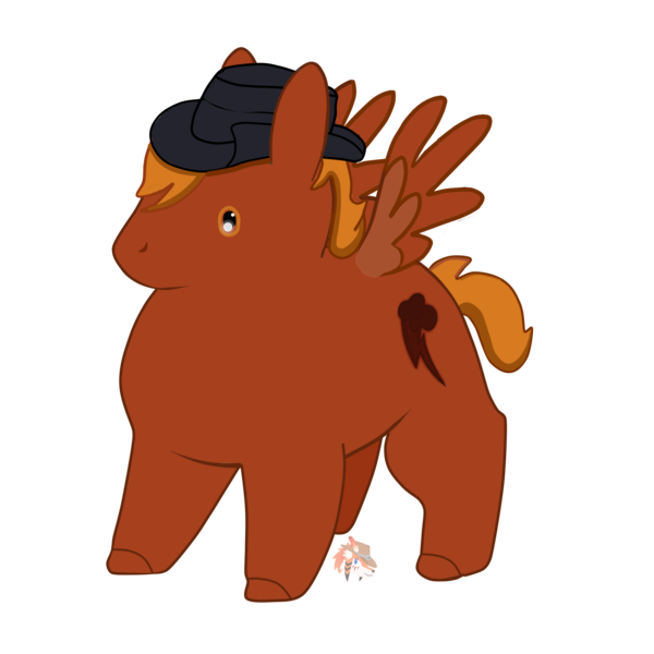 Size: 2400x2400 | Tagged: safe, artist:firehearttheinferno, derpibooru import, oc, oc:calamity, pegasus, pony, fallout equestria, chibi, chimken numget, chonk, chubby, cowboy hat, cute, dashite, fallout, hat, image, orange eyes, png, potato pony, simple background, solo, transparent background, watermark, wings