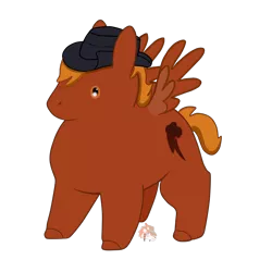 Size: 2400x2400 | Tagged: safe, artist:firehearttheinferno, derpibooru import, oc, oc:calamity, pegasus, pony, fallout equestria, chibi, chimken numget, chonk, chubby, cowboy hat, cute, dashite, fallout, hat, image, orange eyes, png, potato pony, simple background, solo, transparent background, watermark, wings