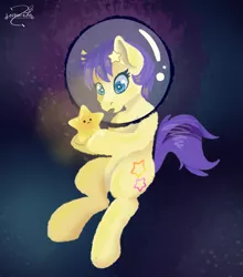 Size: 1247x1416 | Tagged: safe, artist:lechu-zaz, banned from derpibooru, deleted from derpibooru, derpibooru import, star dancer, earth pony, pony, abstract background, hairpin, image, png, simple background, space, space helmet, star dancer appreciation collab, stars