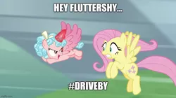 Size: 888x499 | Tagged: safe, derpibooru import, screencap, cozy glow, fluttershy, alicorn, pegasus, pony, the ending of the end, alicornified, caption, cozycorn, female, filly, flying, glowing horn, hashtag, horn, image, jpeg, mare, meme, race swap
