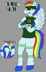 Size: 750x1173 | Tagged: safe, artist:bradythefnaffan, derpibooru import, rainbow dash, anthro, pegasus, pony, unguligrade anthro, ball, female, image, jpeg, mare, morph ball, rainball, solo