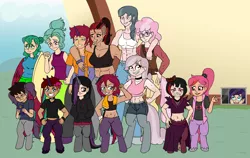 Size: 6700x4245 | Tagged: safe, artist:sum1-else, derpibooru import, oc, oc:abacus, oc:ametrine, oc:bella, oc:citypop, oc:devil sky, oc:drizzle, oc:luckystar, oc:mal, oc:nighttrain, oc:nightwish, oc:overcast, oc:purity quartz, oc:stardust, oc:strawberry soda, unofficial characters only, pony, satyr, abs, brother and sister, family, father and child, female, half-siblings, image, male, mother and child, oc x oc, offspring, offspring's offspring, parent:cheerilee, parent:marble pie, parent:oc:abacus, parent:oc:bella, parent:oc:drizzle, parent:oc:miss eri, parent:oc:nyx, parent:oc:purity quartz, parent:oc:strawberry soda, parent:tempest shadow, parent:zephyr breeze, png, polyamory, polygamy, shipping, siblings, sisters