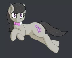 Size: 5658x4615 | Tagged: safe, artist:simplesample, derpibooru import, octavia melody, earth pony, pony, absurd resolution, cutie mark, gray background, image, looking at you, lying down, png, simple background, solo, thighs