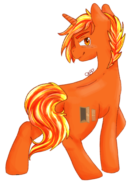 Size: 1365x1871 | Tagged: artist needed, safe, derpibooru import, oc, oc:fire star, unofficial characters only, pony, unicorn, fullbody, image, looking at you, looking back, male, png, raised hoof, simple background, solo, stallion, transparent background