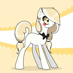 Size: 4000x4000 | Tagged: safe, artist:bonpikabon, derpibooru import, ponified, demon, demon pony, earth pony, original species, pony, blank flank, bowtie, charlie magne, colored sclera, crossover, female, hazbin hotel, image, mare, png, solo