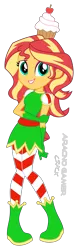 Size: 861x2765 | Tagged: safe, artist:spidey-gamer-crack, derpibooru import, sunset shimmer, equestria girls, christmas, elf costume, female, holiday, image, looking at you, png, simple background, smiling, solo, transparent background