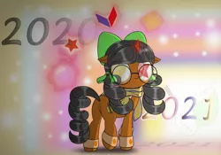 Size: 2560x1792 | Tagged: safe, artist:neige de printdemps, derpibooru import, oc, oc:neige de printdemps, pony, unicorn, 2021, bubble, female, glasses, image, looking back, magic, png, simple background, smiling, solo, stars, walking