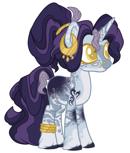 Size: 1024x1204 | Tagged: safe, artist:ninjagobrony287, derpibooru import, oc, unnamed oc, unofficial characters only, hybrid, pony, unicorn, zony, anklet, base used, colored pupils, ear piercing, earring, female, image, jewelry, magical threesome spawn, mare, offspring, parent:night light, parent:rarity, parent:zecora, piercing, png, solo