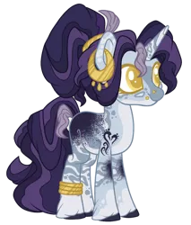 Size: 1024x1204 | Tagged: safe, artist:ninjagobrony287, derpibooru import, oc, unnamed oc, unofficial characters only, hybrid, pony, unicorn, zony, anklet, base used, colored pupils, ear piercing, earring, female, image, jewelry, magical threesome spawn, mare, offspring, parent:night light, parent:rarity, parent:zecora, piercing, png, solo