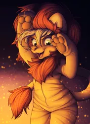 Size: 3200x4400 | Tagged: safe, artist:ohemo, derpibooru import, applejack, big cat, earth pony, lion, animal costume, applelion, clothes, costume, halloween, halloween costume, holiday, image, looking at you, open mouth, png, rawr