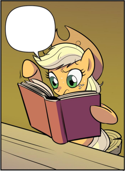 Size: 967x1321 | Tagged: safe, derpibooru import, edit, idw, applejack, spoiler:comic, spoiler:friendship in disguise, spoiler:friendship in disguise04, friendship in disguise, handbook, image, png, template