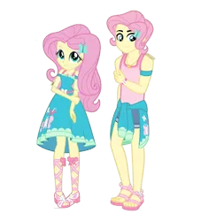 Size: 1316x1448 | Tagged: safe, artist:orin331, derpibooru import, edit, fluttershy, equestria girls, equestria girls series, arms folded, bracelet, butterscotch, clothes, cute, cutie mark, cutie mark on clothes, denim shorts, equestria guys, feet, female, femboy, geode of fauna, image, jewelry, magical geodes, male, png, r63 paradox, rule 63, sandals, self paradox, shoes, shorts, simple background, smiling, tanktop, transparent background
