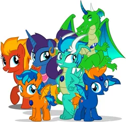 Size: 613x597 | Tagged: safe, derpibooru import, oc, oc:blazing beryl, oc:burning heart, oc:crystal scale, oc:destiny, oc:ever wish, oc:topaz enchantment, unofficial characters only, centaur, genie, pegasus, adopted daughter, family, father and child, father and daughter, female, half-spirit, husband and wife, image, interspecies offspring, male, mother and child, mother and daughter, oc x oc, offspring, pegasus oc, png, shipping, siblings, simple background, sisters, spirit, twins, white background, wings