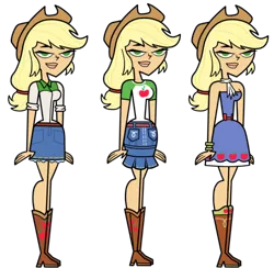 Size: 1024x1001 | Tagged: artist needed, safe, derpibooru import, edit, applejack, equestria girls, bare shoulders, image, png, simple background, sleeveless, solo, strapless, style emulation, total drama, total drama island, transparent background