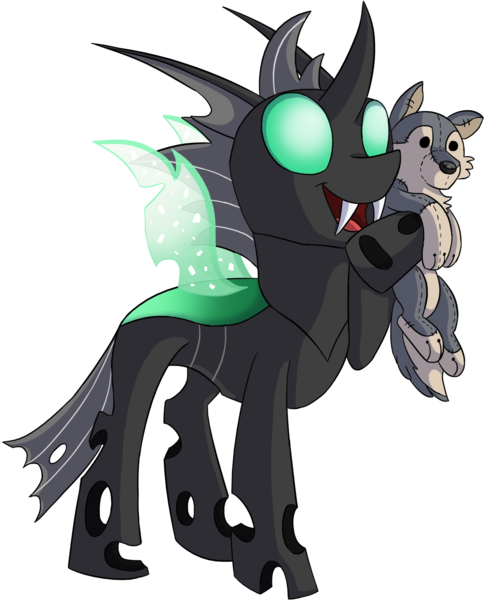 Size: 1175x1456 | Tagged: safe, artist:racingwolf, derpibooru import, oc, oc:scy, unofficial characters only, changeling, derpibooru community collaboration, 2021 community collab, green changeling, image, plushie, png, ponysona, simple background, solo, transparent background