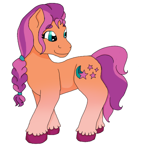 Size: 500x500 | Tagged: safe, artist:sweetstarlitart, derpibooru import, sunny starscout, earth pony, pony, braid, female, g5, image, looking back, mare, png, simple background, smiling, solo, transparent background, unshorn fetlocks