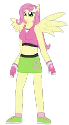 Size: 964x1739 | Tagged: safe, artist:mlp-headstrong, derpibooru import, fluttershy, equestria girls, clothes, exeron fighters, exeron gloves, exeron outfit, female, fingerless gloves, gloves, image, png, ponied up, shoes, simple background, solo, transparent background, wings