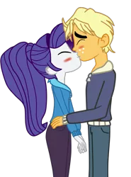 Size: 1483x2008 | Tagged: safe, artist:gmaplay, derpibooru import, ragamuffin (equestria girls), rarity, equestria girls, female, image, kissing, male, png, shipping, simple background, straight, transparent background
