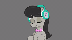 Size: 600x338 | Tagged: safe, artist:another_pony, derpibooru import, octavia melody, pony, animated, closed, eye, eyes, eyes closed, gif, headbob, headphones, image, implied vinyl scratch, party soft, solo