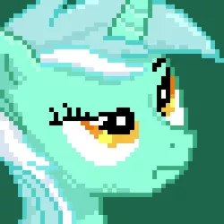 Size: 400x400 | Tagged: dead source, safe, artist:lightspeeed, derpibooru import, part of a set, lyra heartstrings, pony, unicorn, bust, green background, image, pixel art, png, portrait, raised eyebrow, simple background, solo