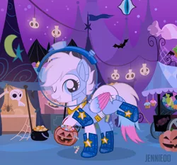 Size: 1200x1116 | Tagged: safe, artist:jennieoo, derpibooru import, oc, oc:star lily, bat, pegasus, candy, cosmonaut, diaper, diaper fetish, fetish, food, halloween, holiday, image, night, nightmare night, non-baby in diaper, png, ponyville, pumpkin, scull, show accurate, solo, spacesuit