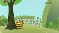 Size: 1280x720 | Tagged: safe, derpibooru import, screencap, hearts and hooves day (episode), apple, apple tree, background, food, image, no pony, png, scenic ponyville, sweet apple acres, tree