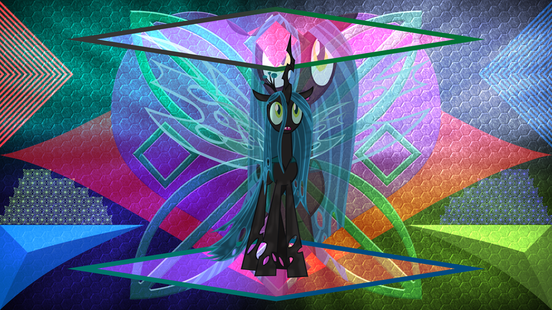 Size: 3840x2160 | Tagged: safe, artist:laszlvfx, derpibooru import, edit, queen chrysalis, changeling, changeling queen, female, image, png, solo, wallpaper, wallpaper edit