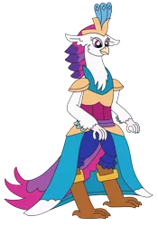 Size: 2242x3207 | Tagged: safe, artist:supahdonarudo, derpibooru import, queen novo, anthro, avian, bird, parrot, my little pony: the movie, clothes, dress, image, png, simple background, species swap, transparent background