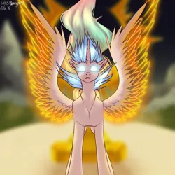 Size: 1000x1000 | Tagged: safe, artist:citrus-flamingo, derpibooru import, princess celestia, alicorn, pony, glowing eyes, image, magic, png, solo, spread wings, wings