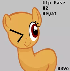 Size: 593x599 | Tagged: safe, artist:bonbon9696, derpibooru import, oc, unofficial characters only, earth pony, pony, bald, base, earth pony oc, eyelashes, gray background, image, one eye closed, png, simple background, smiling, solo, wink