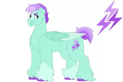 Size: 1280x854 | Tagged: safe, artist:itstechtock, derpibooru import, oc, pegasus, pony, image, jpeg, magical lesbian spawn, male, offspring, parent:rainbow dash, parent:starlight glimmer, parents:glimmerdash, simple background, solo, stallion, white background