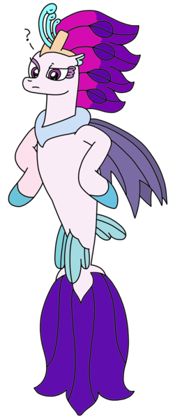 Size: 951x2305 | Tagged: safe, artist:supahdonarudo, derpibooru import, edit, queen novo, seapony (g4), my little pony: the movie, confused, derpibooru exclusive, hooves on hips, image, png, question mark, simple background, transparent background