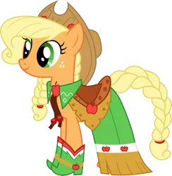 Size: 3000x3078 | Tagged: safe, artist:cloudyglow, derpibooru import, applejack, earth pony, pony, the best night ever, alternate hairstyle, braid, clothes, dress, female, gala dress, hat, image, png, simple background, solo, transparent background, vector