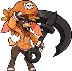 Size: 1341x1319 | Tagged: safe, artist:hoshmyposhes, derpibooru import, goat, them's fightin' herds, anchor, bipedal, cap, chest fluff, clothes, community related, female, guilty gear, hat, image, png, shanty (tfh), simple background, transparent background