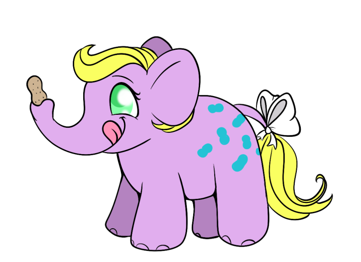 Size: 725x527 | Tagged: safe, anonymous artist, derpibooru import, edgar, elephant, bow, drawthread, g1, image, peanuts, png, pony friends, simple background, tail bow, transparent background