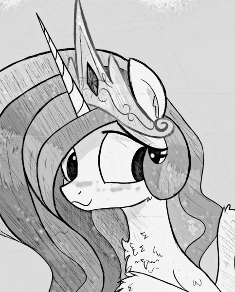 Size: 1249x1553 | Tagged: safe, artist:kqaii, derpibooru import, princess celestia, alicorn, pony, black and white, bust, cute, cutelestia, female, grayscale, image, jpeg, mare, monochrome, portrait, sketch, solo