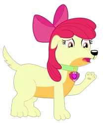 Size: 2465x2803 | Tagged: safe, artist:dupontsimon, derpibooru import, apple bloom, dog, fanfic:magic show of friendship, equestria girls, collar, cutie mark collar, dogified, fanfic art, female, high res, image, png, puppy bloom, solo, species swap, transformation, vector
